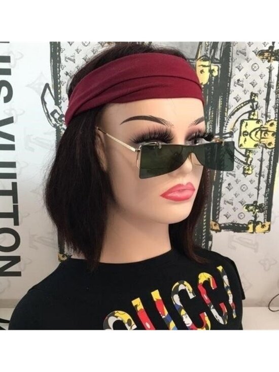 New Authentic Gucci GG0363S 001 Gold Flip-Up Rectangular Sunglasses Green Lenses